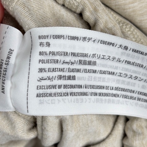 Abercrombie Soft A&F Cinch Hem Half Zip Pullover S Beige Oatmeal Cropped Bungee - Picture 8 of 12